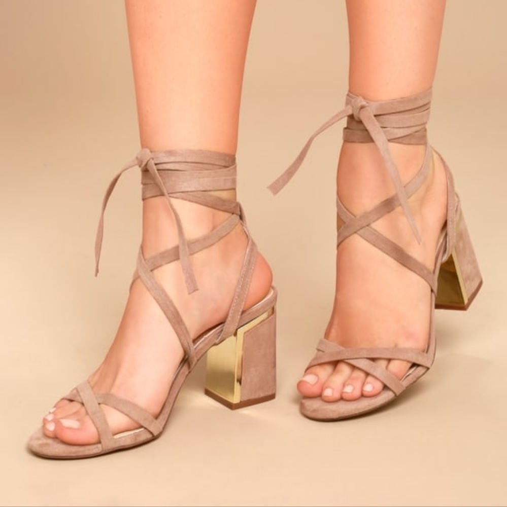Mauve Suede Lace up Heels
